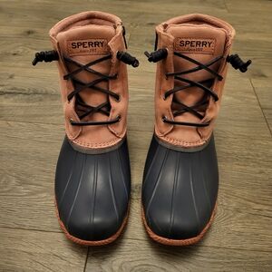 Sperry Women's Saltwater Pink Leather Duck Boots